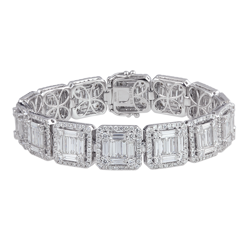 T4D White Gold Diamond Squared Bracelet