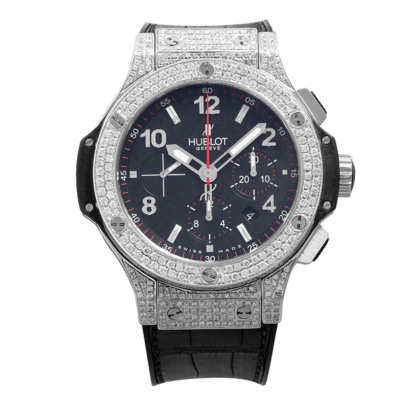 Full view of Hublot Big Bang 44mm Custom Diamond Set with Black Dial