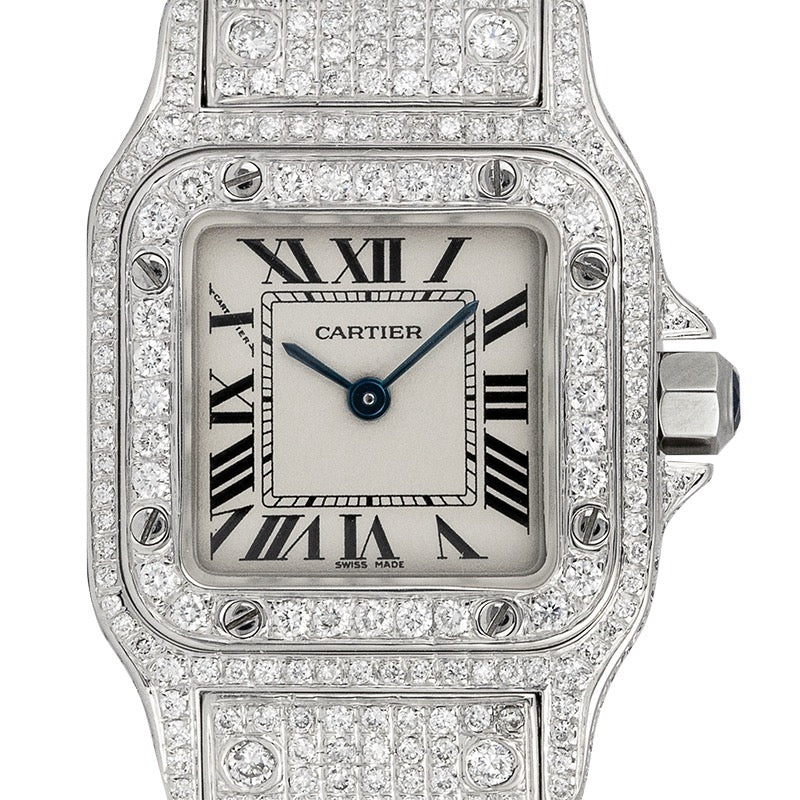 Custom Diamond Set Cartier Santos Galbèe Small W20017D6