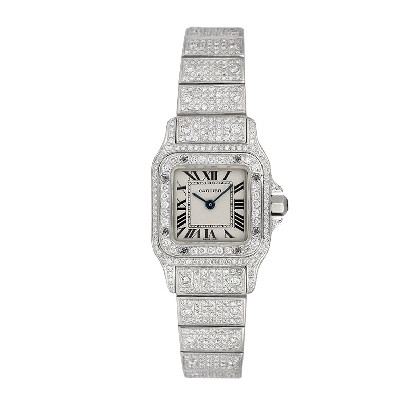 Custom Diamond Set Cartier Santos Galbèe Small W20017D6