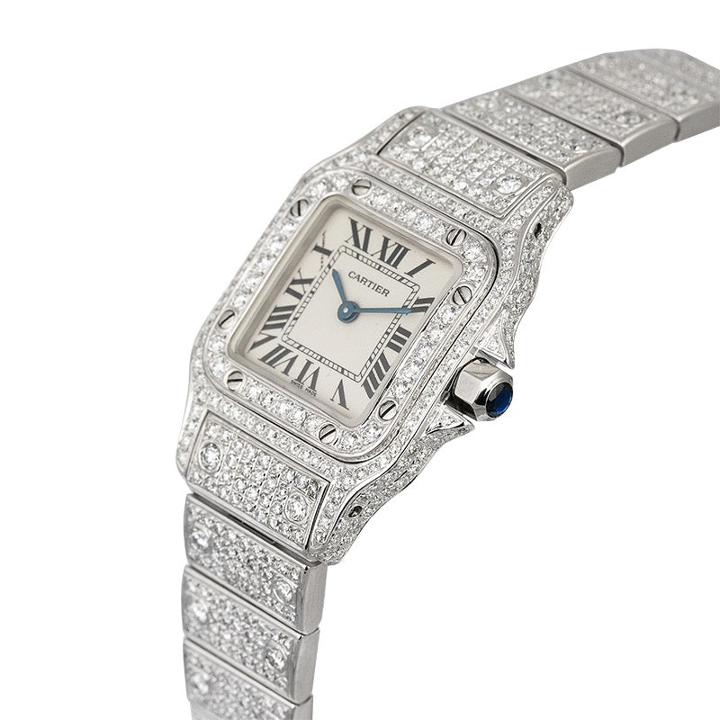 Custom Diamond Set Cartier Santos Galbèe Small W20017D6