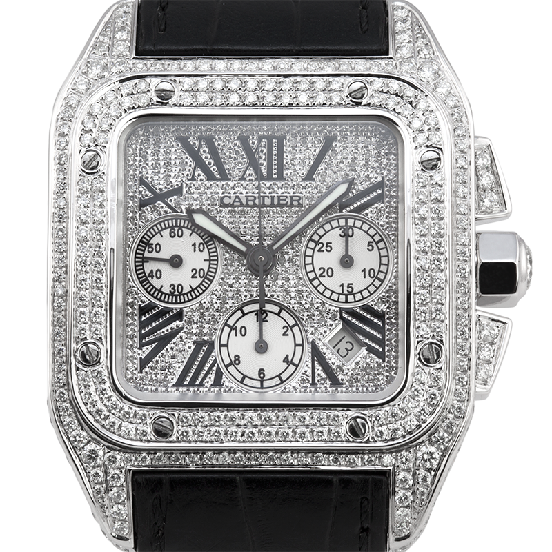 Cartier Santos 100 XL Chronograph Diamond Pavé Set W20090X8