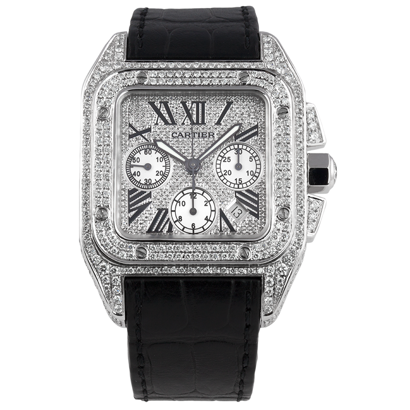 Cartier Santos 100 XL Chronograph Diamond Pavé Set W20090X8