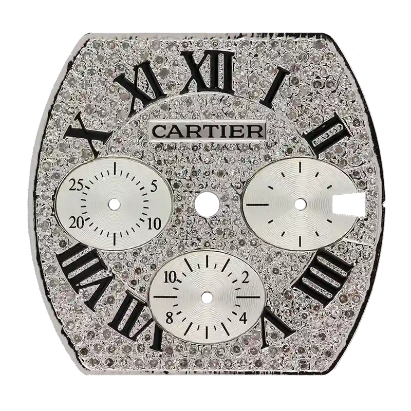 Cartier Roadster Chronograph XL Diamond Pavé Custom Dial