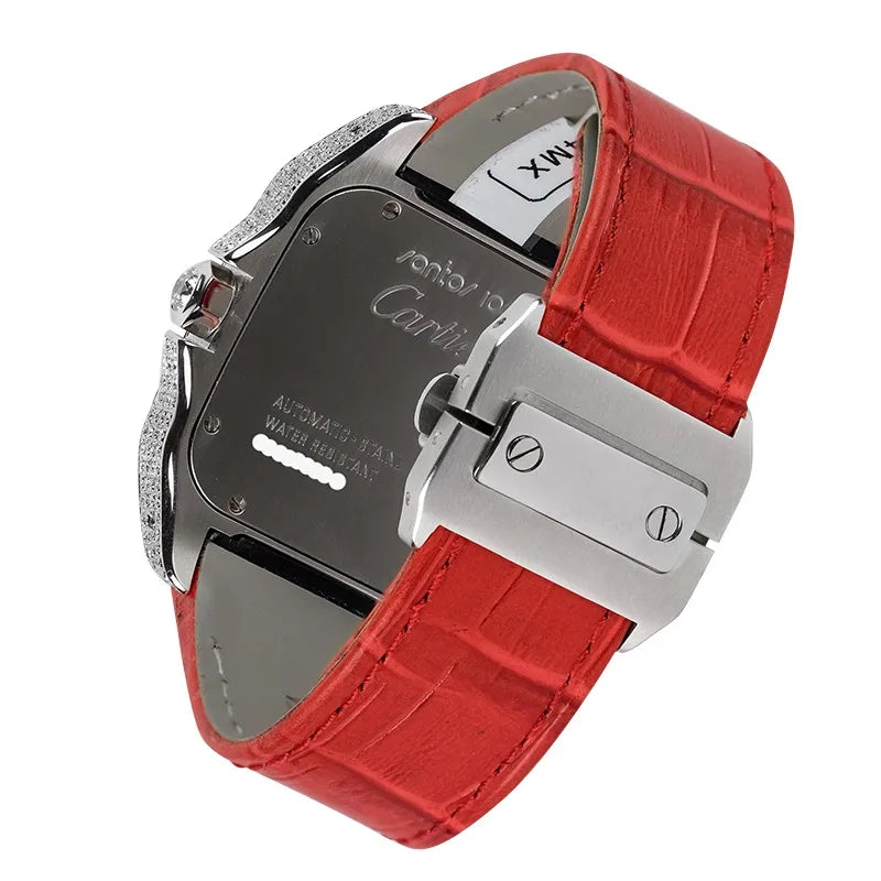 Back view of Cartier Santos 100 L Red Leather Strap W20073X8