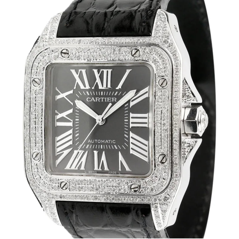Close-Up view of Cartier Santos 100 L Diamond Set Limited Edition W20073X8