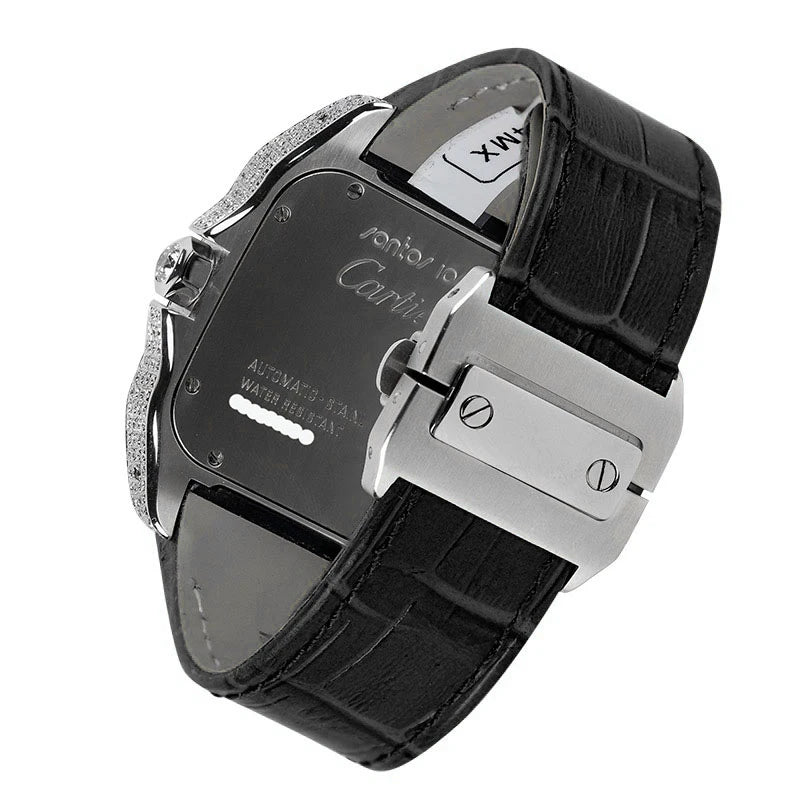 Back view of Cartier Santos 100  W20073X8 steel doble fold over clasp