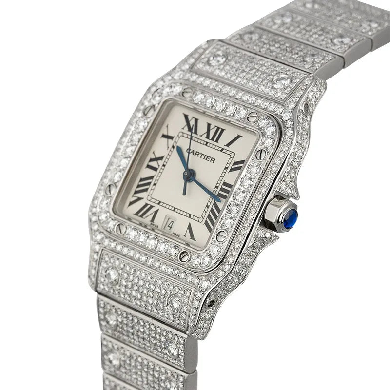 Side view - Cartier Santos Galbèe Medium Custom Diamond Set W20018D6