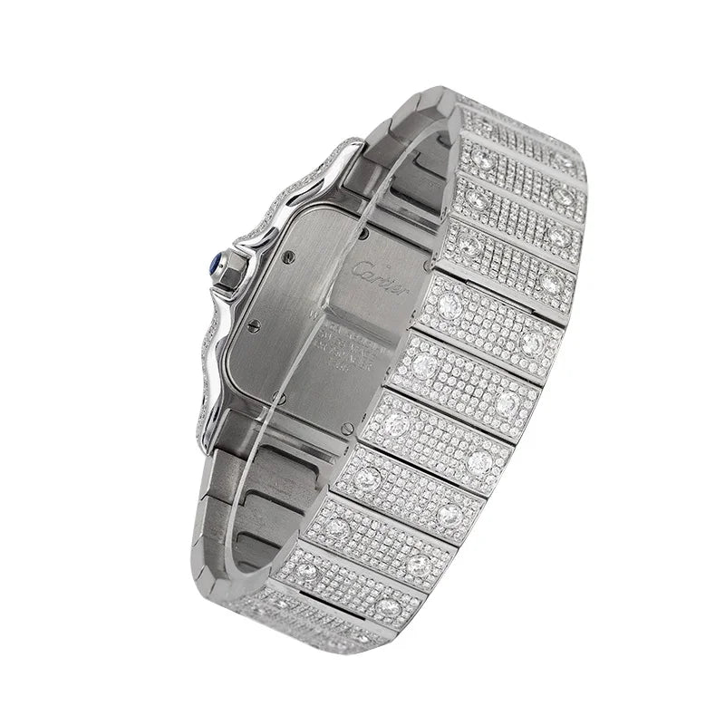 Back view - Cartier Santos VS1 diamonds on the bracelet of the watch W20018D6