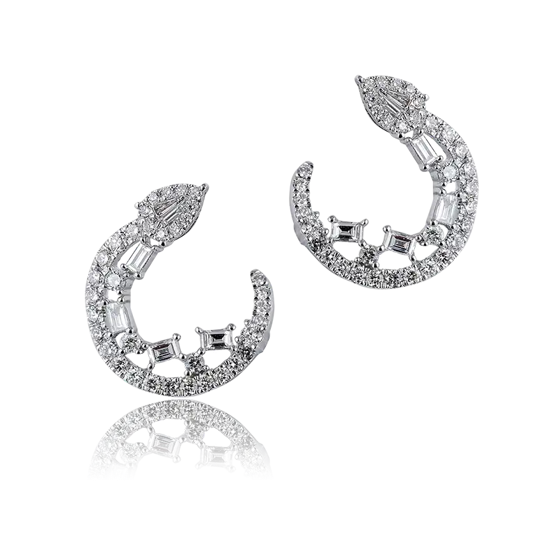 Set of Custom 18ct White Gold Earrings with diamonds