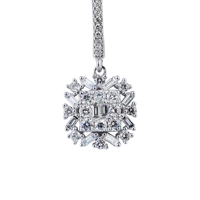 Close up - Custom 18ct White Gold Earrings with diamonds