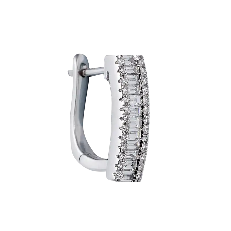 One pair - Custom 18ct White Gold Earrings with diamonds