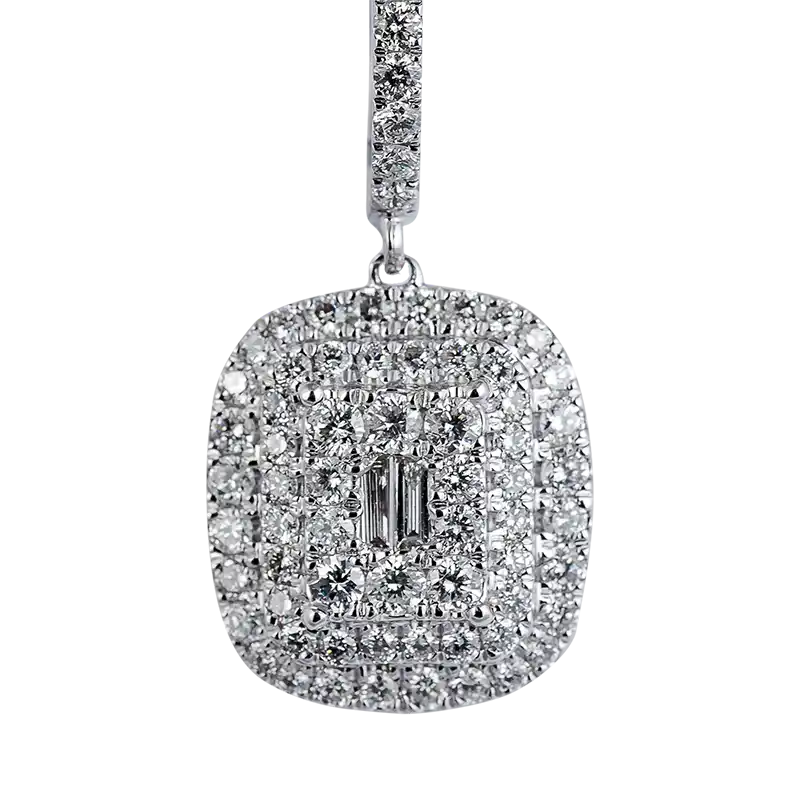 Close up - Custom 18ct White Gold Earrings with diamonds