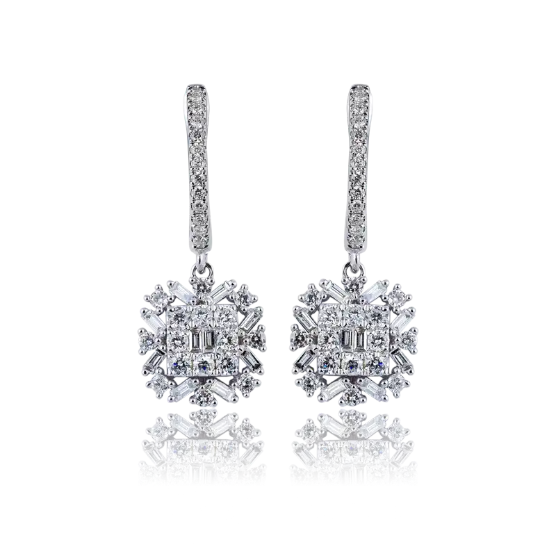 Set of - Custom 18ct White Gold Earrings with diamonds