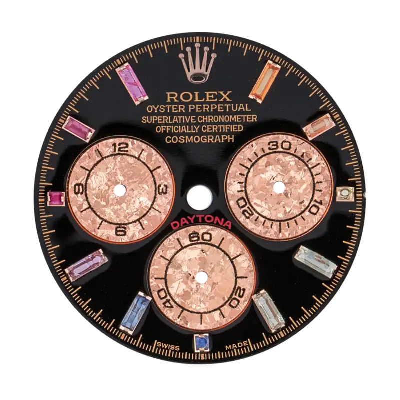 Custom Black Dial with rainbow hour markers for Rolex Daytona