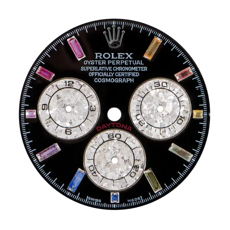 Custom Black Dial with rainbow hour markers for Rolex Daytona
