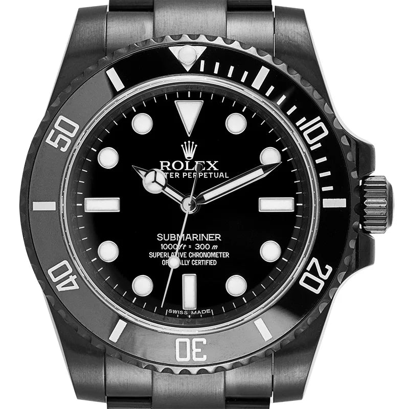 Close up - Custom Black PVD Rolex Submariner Black Dial 114060
