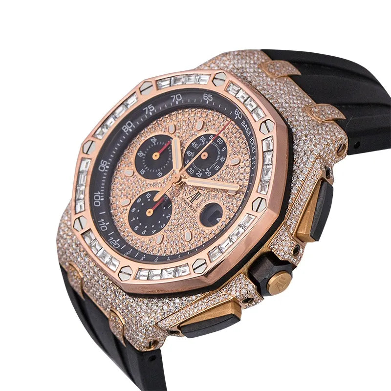 Side view - Custom Diamond Set AP Royal Oak Offshore 44mm Rose Gold Watch