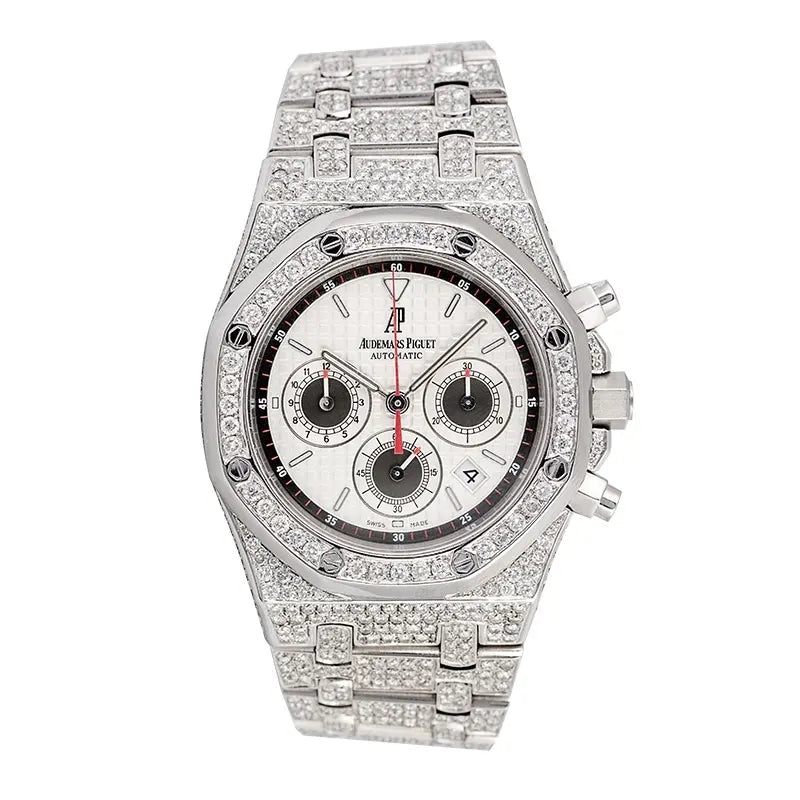 Full view of Custom Diamond Set AP Royal Oak Panda 39mm Watch 26300ST.OO.1110ST.06