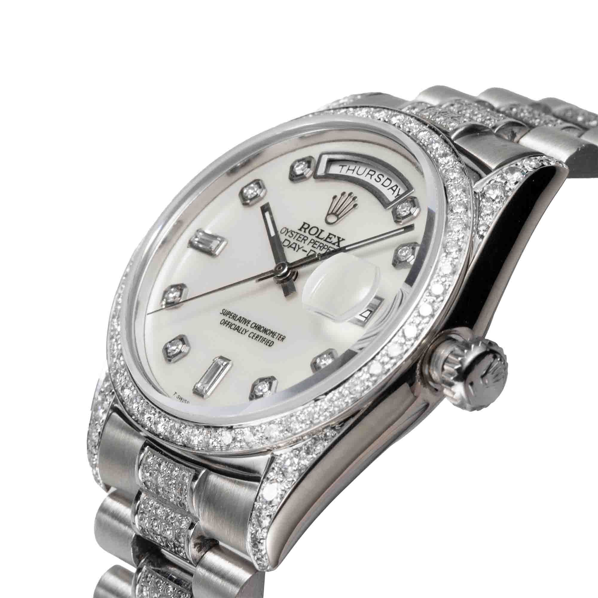 Custom Diamond Set Rolex Day-Date 36 White Gold Watch