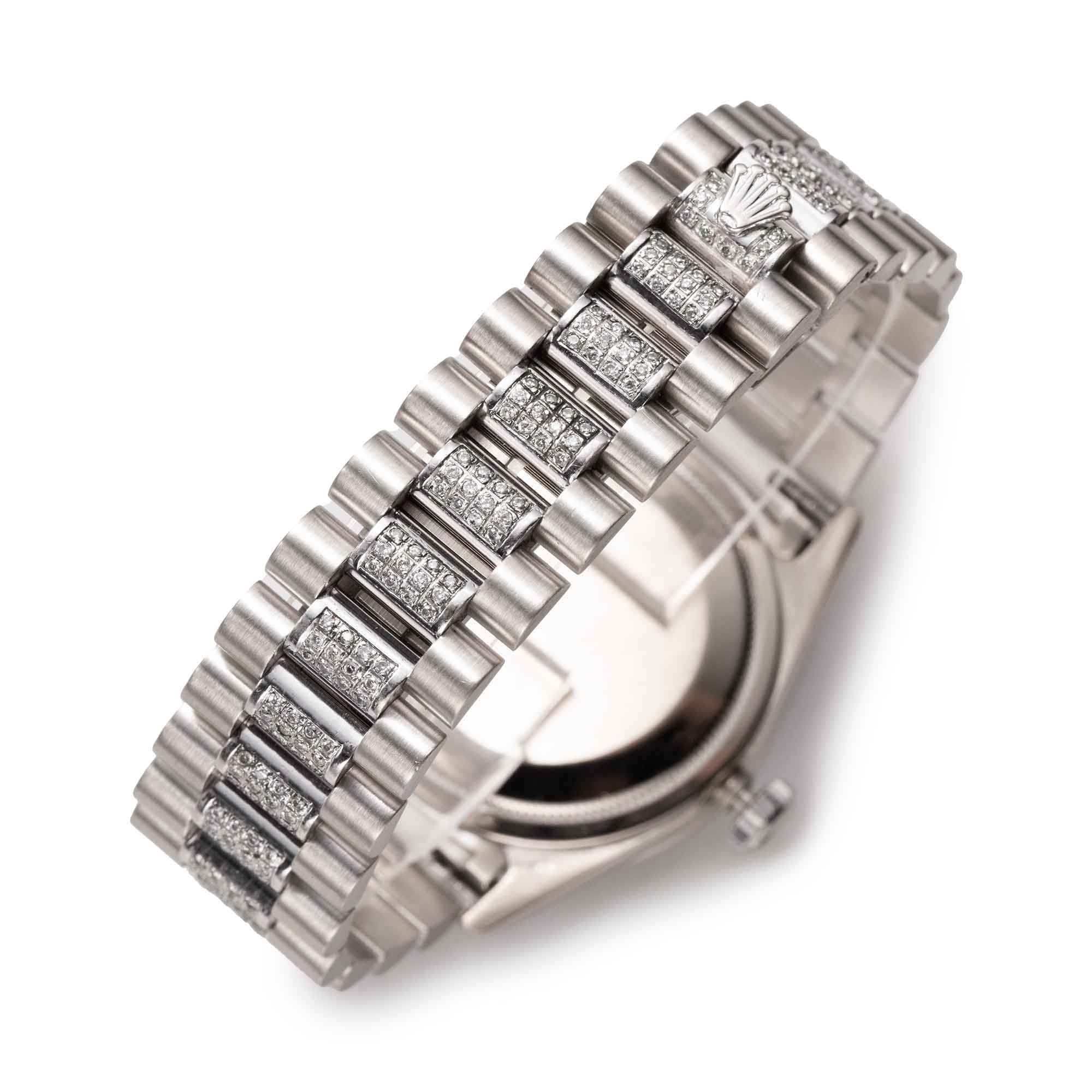 Custom Diamond Set Rolex Day-Date 36 White Gold Watch
