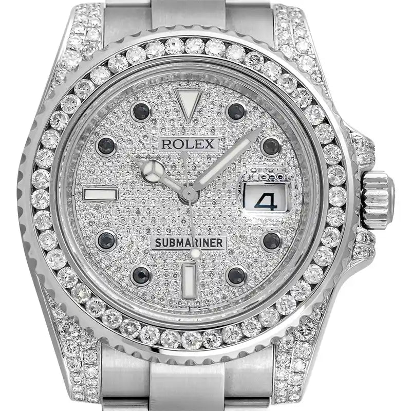 Close up - Custom Diamond Set Rolex Submariner Date 116610LN Watch