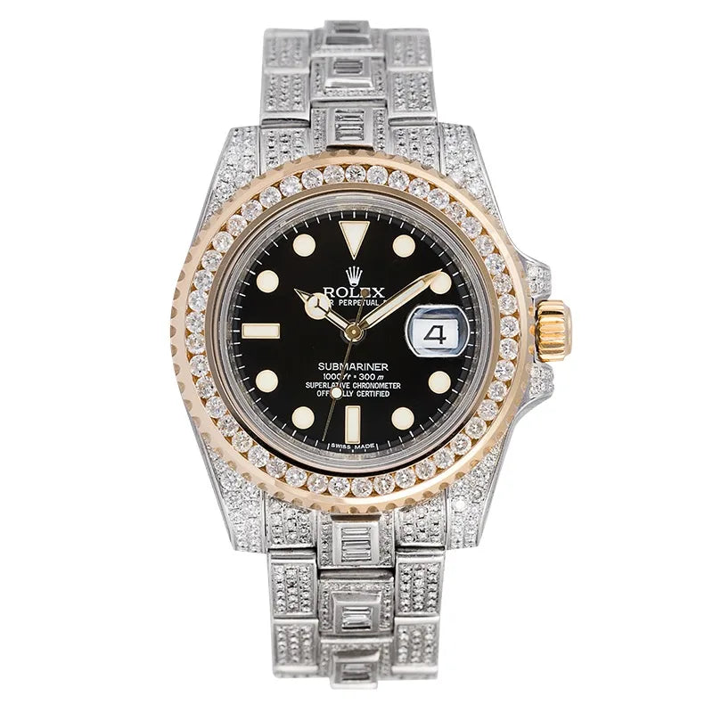 Full view - Custom Diamond Set Rolex Submariner Date 116613LN Watch