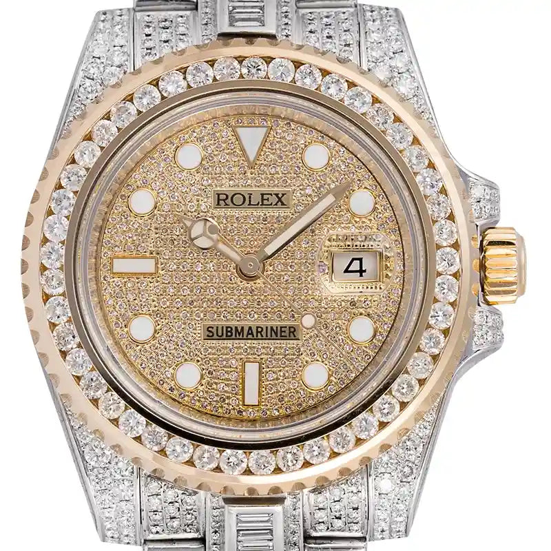 Close up - Custom Diamond Set Rolex Submariner Date 116613LN Watch