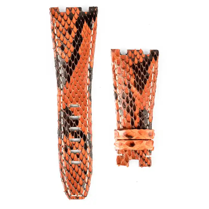 Custom orange Python strap for AP Royal Oak Offshore 26470