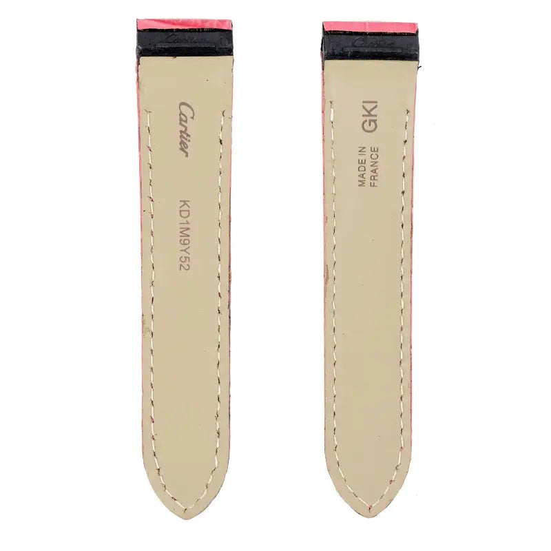Back view - Custom Pink Alligator Strap for Cartier Santos 100 Midi