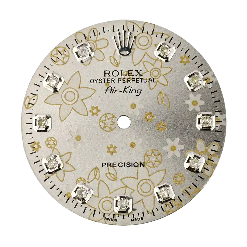 Custom Silver Floral Dial for Rolex Air-King 34mm