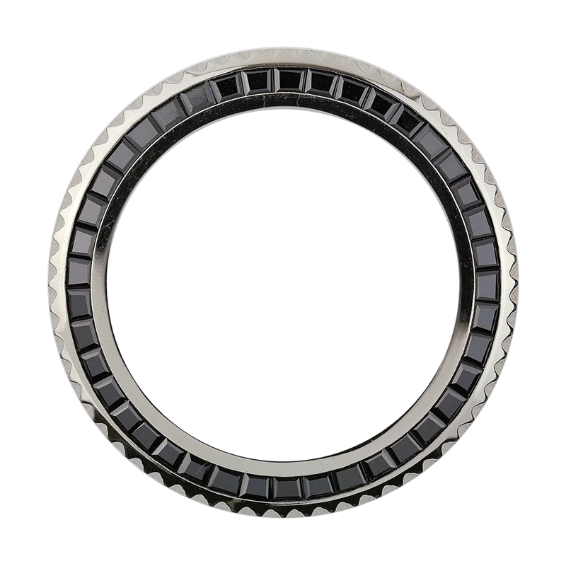 Custom White Gold Bezel with black stones for Rolex Sea-Dweller Deepsea