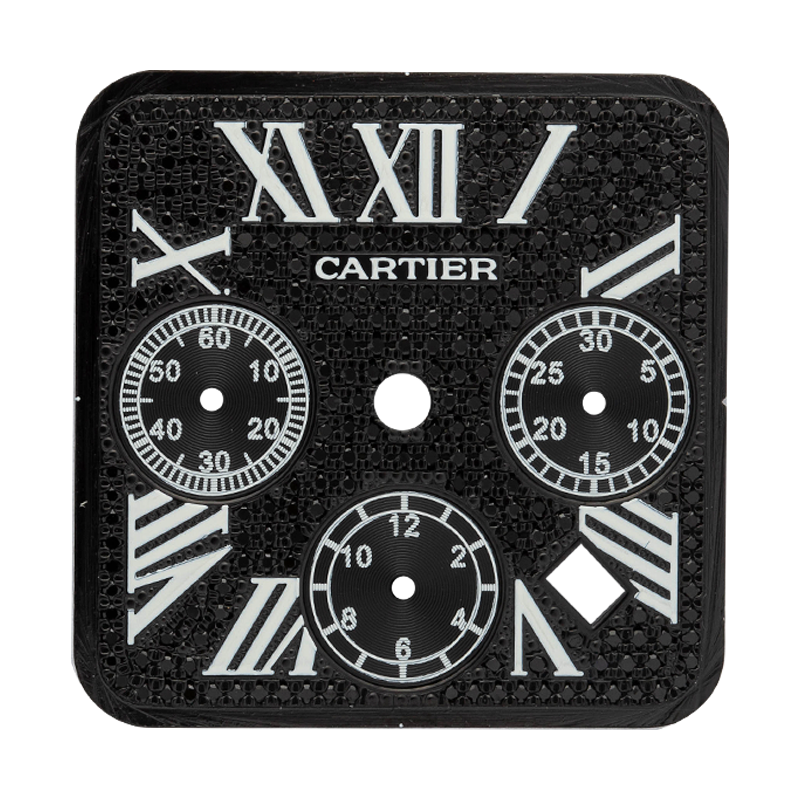 Custom Black Diamond Paved dial for Cartier Santos 100 XL