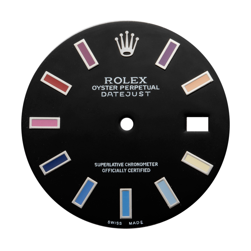Custom black rainbow dial for Rolex Datejust 36