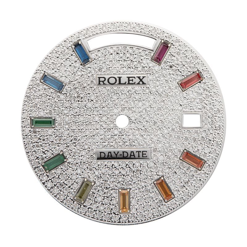 Custom Diamond Paved Rainbow Dial for Rolex Day-Date 40