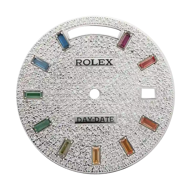 Custom Diamond Paved Rainbow Dial for Rolex Day-Date 40