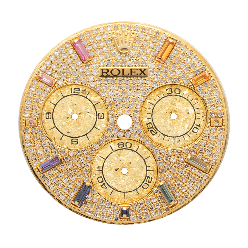 Diamond Dial Part Custom Yellow Gold Diamond Paved Dial for Rolex Daytona