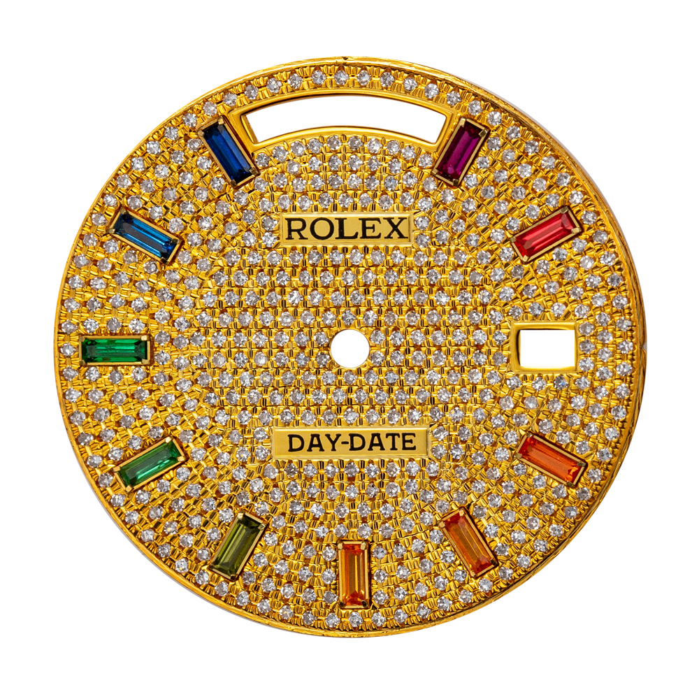 Diamond Dial Part Custom Yellow Gold Diamond Paved Dial for Rolex Day-Date 40