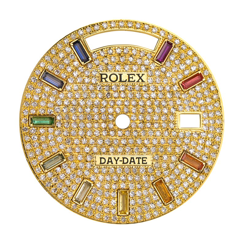 Custom Yellow Gold Diamond Paved Dial for Rolex Day-Date 36