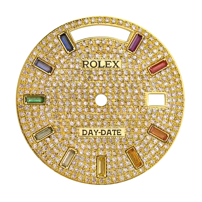 Custom Yellow Gold Diamond Paved Dial for Rolex Day-Date 36