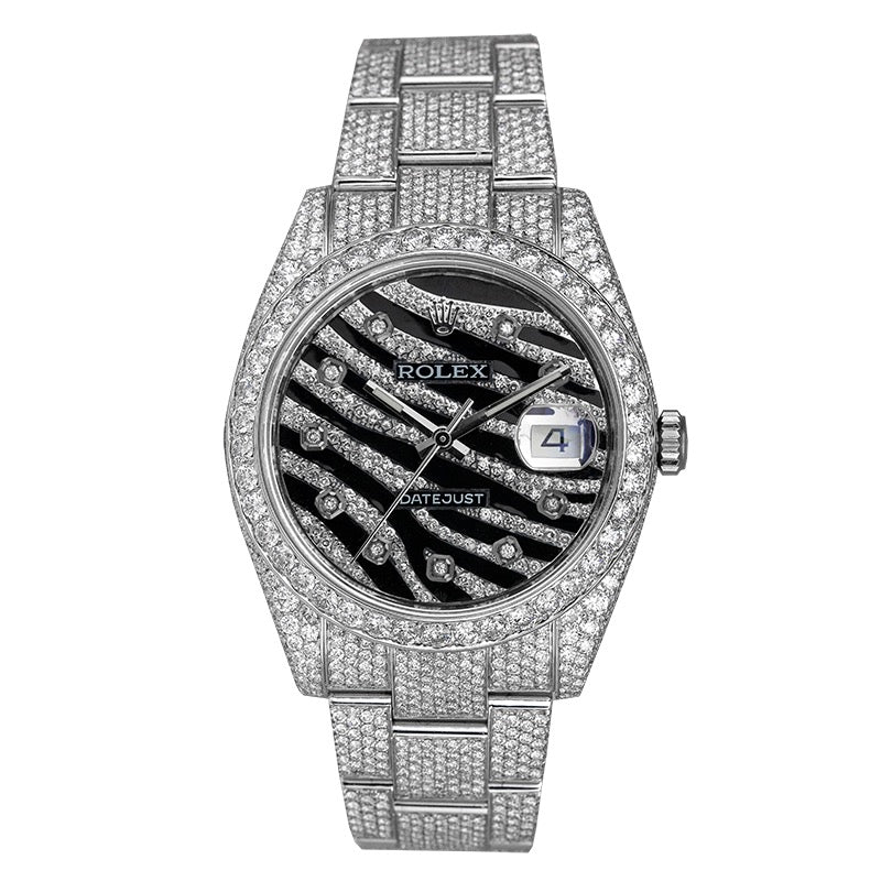 Rolex Datejust 41 Custom Diamond Set Diamond Zebra Dial 116300