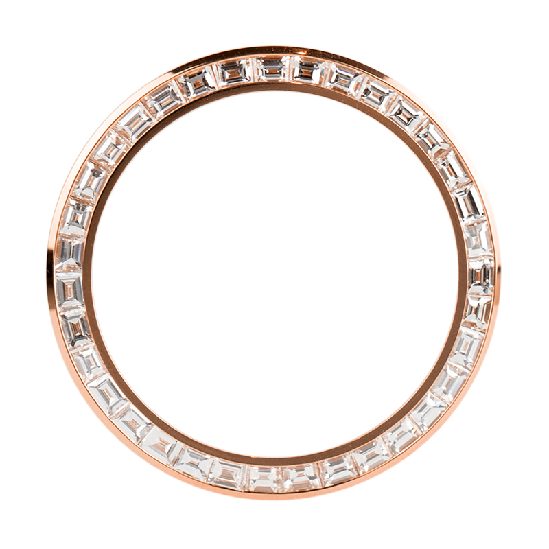Custom Rose Gold Baguette-Cut Diamonds Bezel for Rolex Daytona