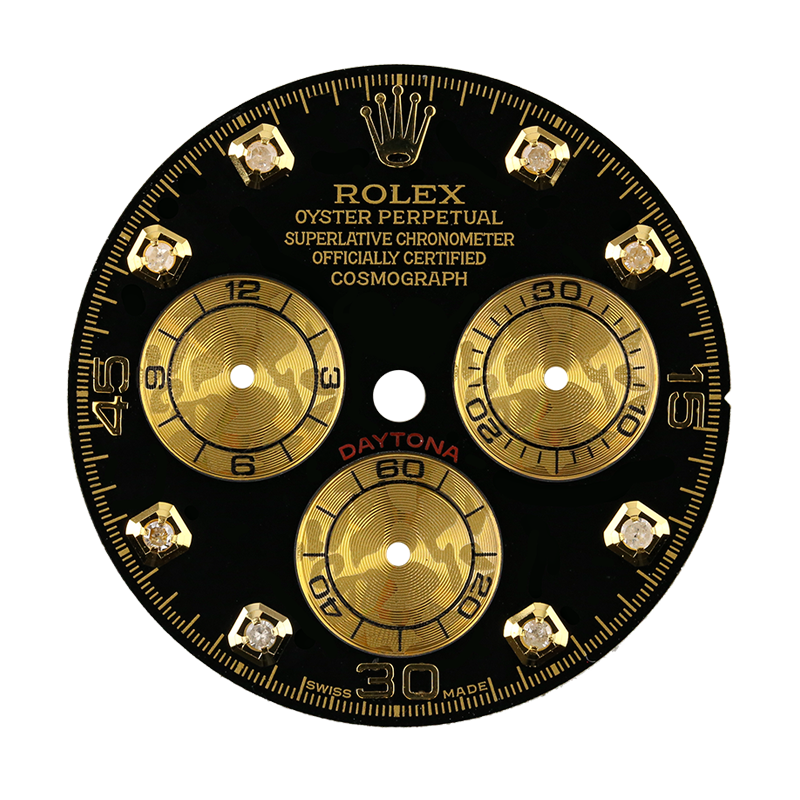 Rolex Daytona Black/Gold Diamond Hour Markers Custom Dial