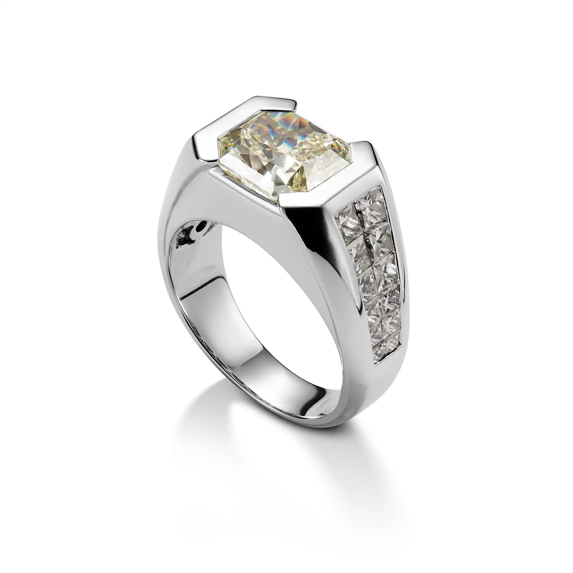 Full view - Diamond Set Platinum Ring Yellow 6cts Diamond