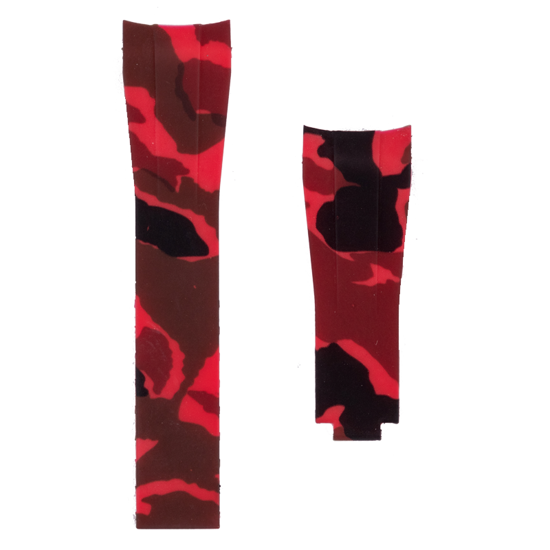 HORUS Red Camouflage Rubber Strap 20mm for Rolex Watch