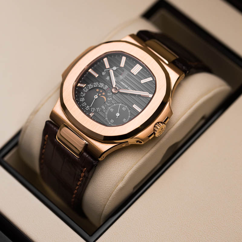 Patek Philippe Nautilus Rose Gold & Leather 5712R-001