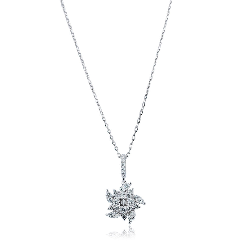 Full view - Custom Diamond Set 18ct White Gold Necklace