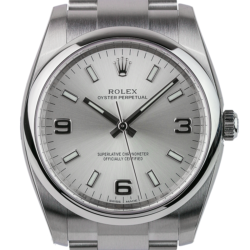 Rolex Oyster Perpetual 34mm Silver/Arab Oyster 114200