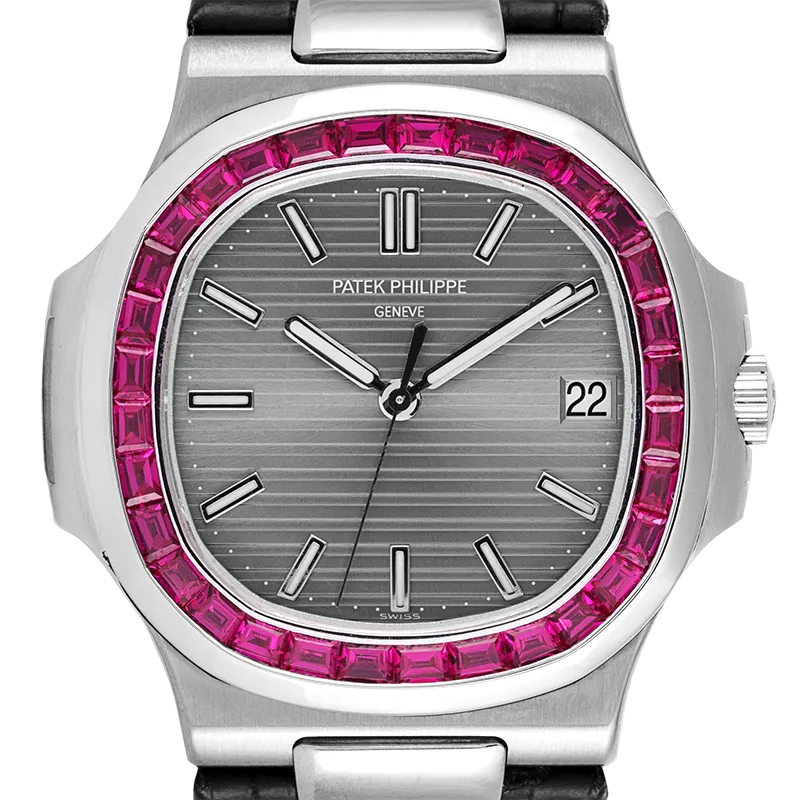 Patek Philippe 5711G White Gold with Custom Red Ruby Bezel
