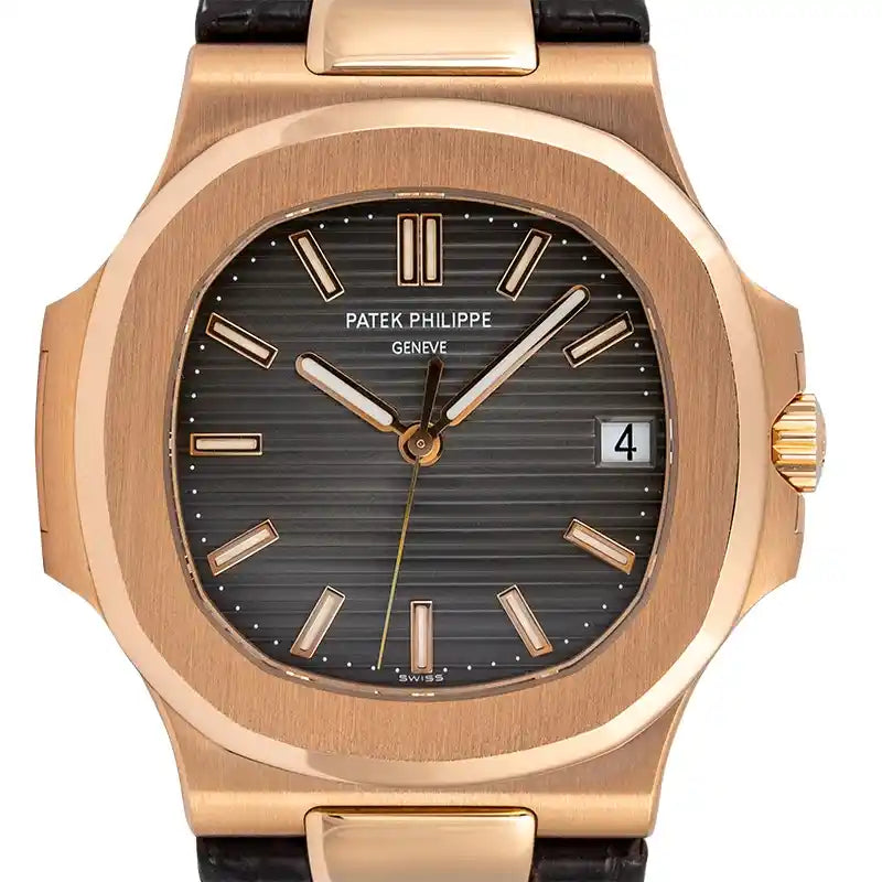 Close up - PP Nautilus 5711R Rose Gold on Leather Strap